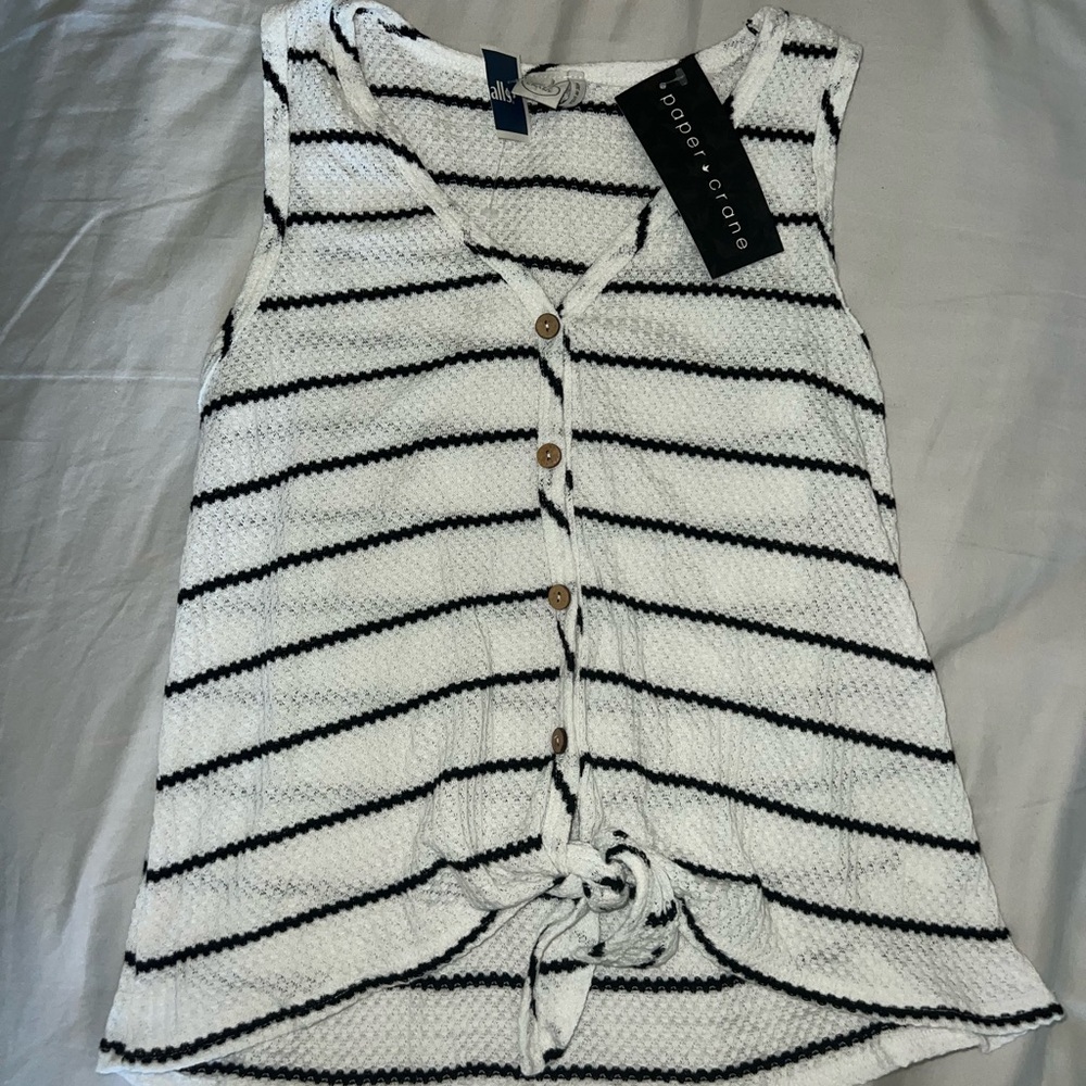Marshall’s White and Black Striped Tank Top Size Medium